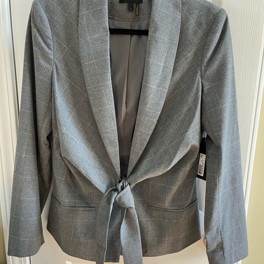 Donna Karan Gray Tie-Front Blazer